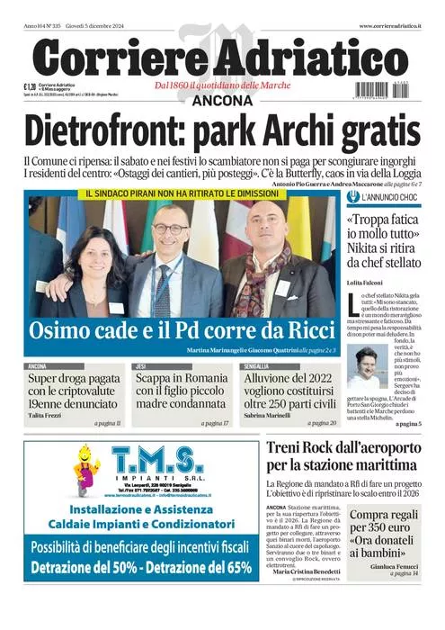 Prima-pagina-corriere adriatico-edizione-di-oggi-05-12-2024